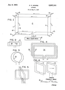 Zeichnung der Cubical Quad Antenne aus seiner Patent­schrift.