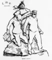 Justitia in der Dreyfus-Affäre. Karikatur in Le Sifflet (1898)
