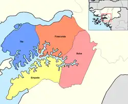 Lage des Sektors Tite in der Verwaltungsregion Quinara