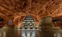 Rådhuset, Stockholm;Für die tunnelbana charakteristische Höhlenstationen (sv. grottstation)Künstler: Sigvard Olsson