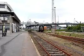 IC3 (DSB, Hamburg–Kopen­hagen) bei der Ausfahrt vom Fährschiff in Rødbyhavn (2007)