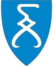 Wappen mit blauem Hintergrund und einer silbernen Zange