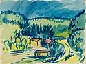 Hügelige Landschaft Aquarell
