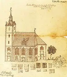 Die alte Pillnitzer Schlosskirche kurz vor dem Abbruch