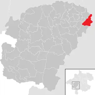 Lage der Gemeinde Rüstorf im Bezirk  Vöcklabruck (anklickbare Karte)