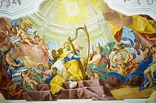 Deckenfresko unterhalb Orgelempore: König David – Johann Gebhard (1676–1756)