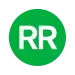 Rundes Liniensymbol mit den weißen Großbuchstaben RR in grün gefülltem Kreis vor neutralem Hintergrund
