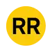 Rundes Liniensymbol mit den schwarzen Großbuchstaben RR in gelb gefülltem Kreis vor neutralem Hintergrund