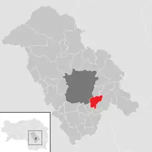 Lage der Gemeinde Raaba-Grambach im Bezirk Graz-Umgebung (anklickbare Karte)