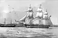 Raddampfer-Fregatte Barbarossa und Fregatte Gefion der preußischen Marine. Gemälde von Lüder Arenhold 1905.
