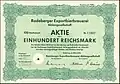 Aktie über 100 RM der Radeberger Exportbierbrauerei AG vom März 1942