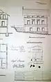 Villa Ramm:Bauzeichnung der Seitenansicht, Unterschrift wohl von Gustav Ziller