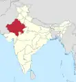 Lage des indischen Bundesstaates Rajasthan.