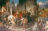 Heroisierende Darstellung des Einzugs Heinrichs I. in Püchau