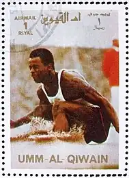 Olympiasieger Randy Williams, abgebildet auf einer Briefmarke
