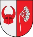 Vorne: Topfhelm mit mondsichelförmigen Büffelhörnern (Rantzau DE)