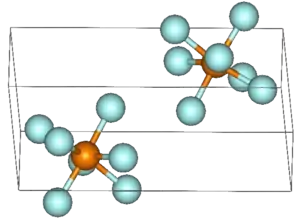 Strukturformel von Rhenium(VII)-fluorid bei 1,5 K