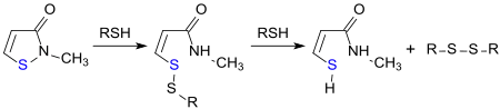 Reaktion von Thiolen mit Isothiazolinonen