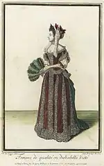 Deshabillé für den Sommer, dazu ein Fächer aus Straußenfedern (Jean Dieu de Saint-Jean, 1684)