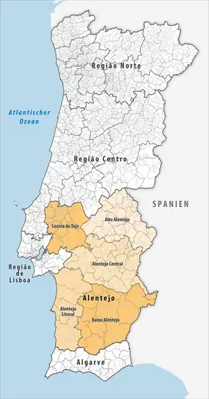 Karte der Region Alentejo