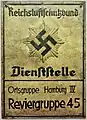 Amtsschild des Reichsluftschutzbundes der Ortsgruppe Hamburg IV