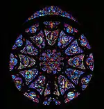 Fensterrose des nördlichen Querschiffs, gegliederte Rundform → Gothique classique