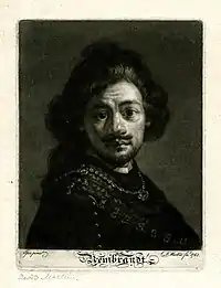 Rembrandt, Mezzotinto von David Martin, 1765, 15,4 × 11,5 cm