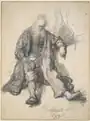 Sitzender Greis (Der trunkene Lot?) von Rembrandt van Rijn, ca. 1630–1633