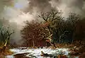 Reisigsammler in Winterlandschaft