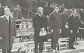 René Ricard, Jean Pinturault, Spieler Jean-Louis Silvestro und Jean-Pierre Lacoux (v.l.)