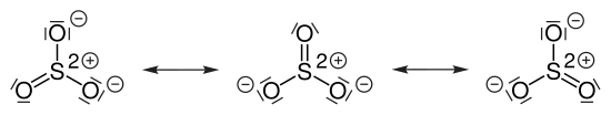 Resonanzstrukturen von Schwefeltrioxid (mesomere Grenzstrukturen)