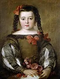 Mädchen mit Rosen, um 1660, 58 × 46 cm, Prado, Madrid (unsigniert, früher Velázquez zugeschrieben)