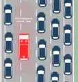 Rettungsgasse bei vier Fahrspuren und Verwendung des Standstreifens
