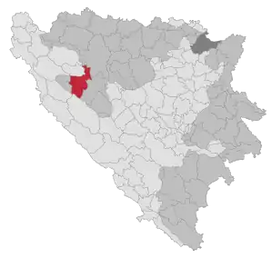 Lage der Gemeinde Ribnik (Bosnien) in Bosnien und Herzegowina (anklickbare Karte)