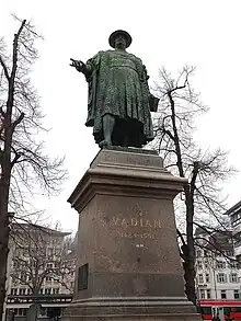 Joachim Vadian (1484–1551) Humanist. Vadiandenkmal, 1904 von Richard Kissling (1848–1919) in St. Gallen