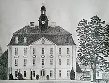 Bleistiftzeichnung vom Gutshaus des Ritterguts Tausa