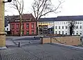 Blick vom Schulgebäude auf Rückseite der Ritterstraße (2018)
