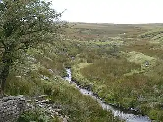 Der Sirhowy River kurz nach der Quelle auf dem Berg Cefn Pyllaudon