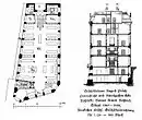 Geschäftshaus August Polich, Grundriss und Querschnitt, 1892