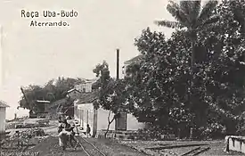 Decauville-Gleisjoche am Bahnhof Roça Uba Budo