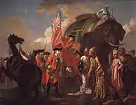 Robert Clive and Mir Jafar after the Battle of Plassey, 1757, zirka 1760, Öl auf Leinwand, 100,3 x 127 cm (National Portrait Gallery)