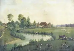 Unbegradigter Roter Main mit Herzogmühle bei Bayreuth (um 1850)