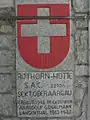 Erbauungstafel an der Hütte
