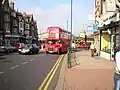 Routemaster unterwegs auf Linie 13 in Golders Green Richtung Endstation Aldwych