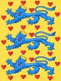 14. Jahrhundert: Das Königliche Banner zeigte das Reichswappen mit drei Leoparden und Herzen.
