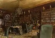 Rudolf von Alt: Bibliothek im (alten) Palais Lanckoroński an der Riemergasse.