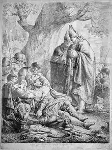 Rudolph, Gegenkaiser Heinrich IV. verliert im Treffen den Arm, 1781