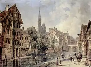 Der Okerverlauf am Ruhfäutchenplatz,Gemälde von Domenico Quaglio, 1832