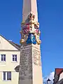 Nachbildung der Kursächsischen Postmeilensäule auf dem Markt