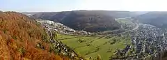Panoramablick von der Ruine in das Achtal bei Blaubeuren-Weiler